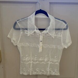 Elegant Sheer White Lace Top